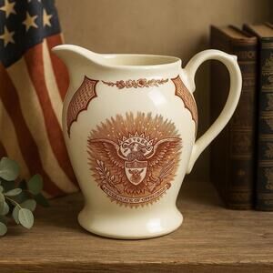 Alfred Meakin England 1950s Cream Fair Winds Transferware Pitcher, 5.5x7.5”